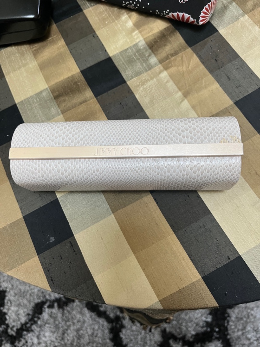 Jimmy Choo Pale Pink Textured Glasses Case
